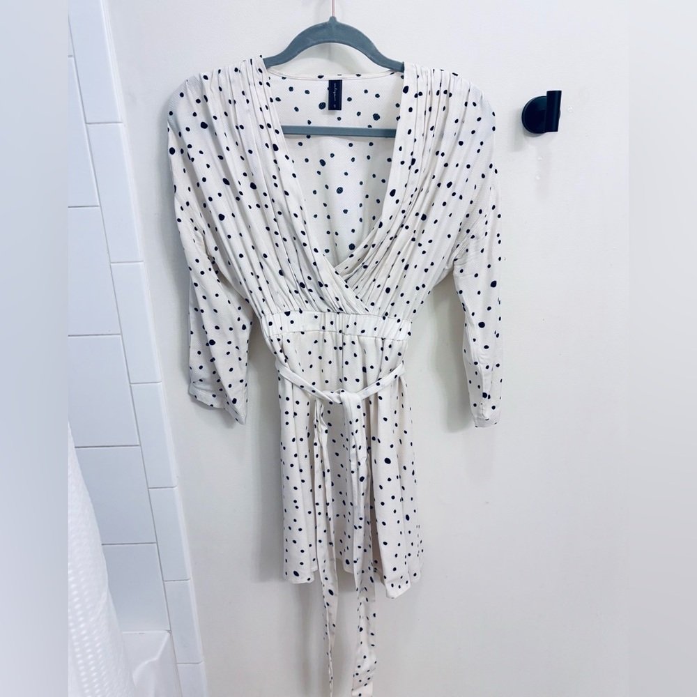 White Polka Dot Wrap Dress small boutique sundress